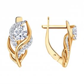 Золотые серьги SOKOLOV 0200801 с фианитом 0200801 фото