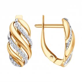 Золотые серьги SOKOLOV 0200803 с фианитом 0200803 фото