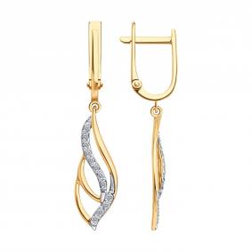 Золотые серьги SOKOLOV 0200871 с фианитом 0200871 фото