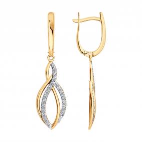 Золотые серьги SOKOLOV 0200880 с фианитом 0200880 фото