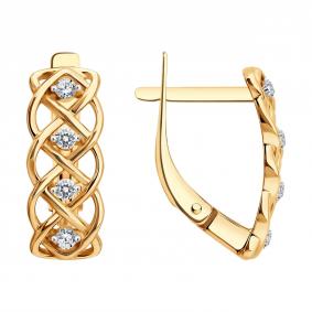 Золотые серьги SOKOLOV 0200884 с фианитом 0200884 фото