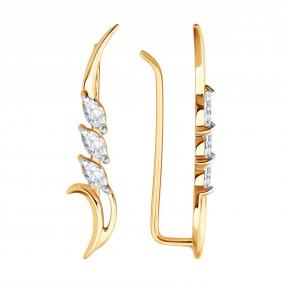 Золотые серьги SOKOLOV 0200890 с фианитом 0200890 фото