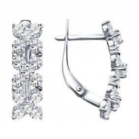 Серьги из белого золота SOKOLOV 0200918-3 с фианитом 0200918-3 фото