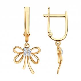 Золотые серьги SOKOLOV 0200919 с фианитом 0200919 фото