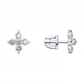 Серьги из белого золота SOKOLOV 0200938-3 с фианитом 0200938-3 фото
