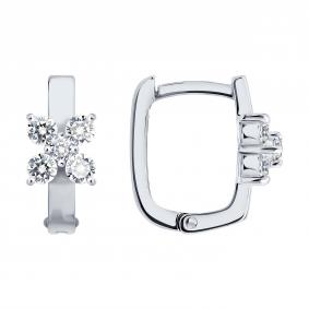 Серьги из белого золота SOKOLOV 0200940-3 с фианитом 0200940-3 фото