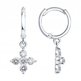 Серьги из белого золота SOKOLOV 0200943-3 с фианитом 0200943-3 фото