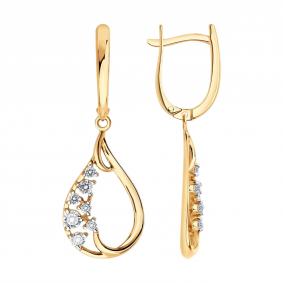 Золотые серьги SOKOLOV 0200955 с фианитом 0200955 фото