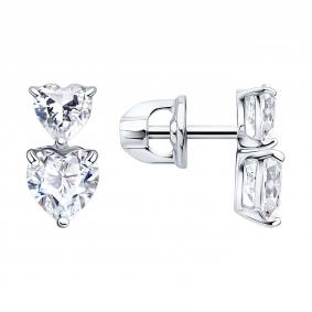 Серьги из белого золота SOKOLOV 0200958-3 с фианитом 0200958-3 фото