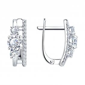 Серьги из белого золота SOKOLOV 0200990-3 с фианитом 0200990-3 фото