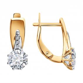 Золотые серьги SOKOLOV 0200993 с фианитом 0200993 фото