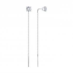 Серьги из белого золота SOKOLOV 0201032-3 с фианитом 0201032-3 фото