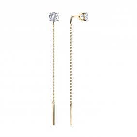 Золотые серьги SOKOLOV 0201032 с фианитом 0201032 фото