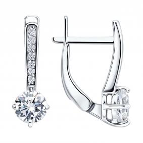 Серьги из белого золота SOKOLOV 0201045-3 с фианитом 0201045-3 фото