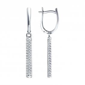 Серьги из белого золота SOKOLOV 0201048-3 с фианитом 0201048-3 фото