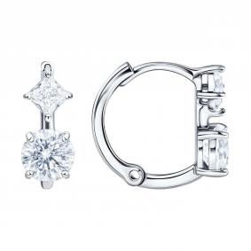 Серьги из белого золота SOKOLOV 0201053-3 с фианитом 0201053-3 фото
