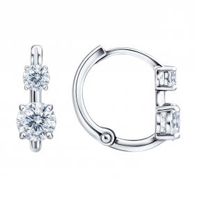 Серьги из белого золота SOKOLOV 0201060-3 с фианитом 0201060-3 фото
