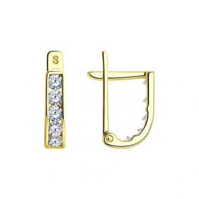 Серьги из лимонного золота SOKOLOV 021499-2 с фианитом 021499-2 фото