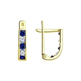 Серьги из лимонного золота SOKOLOV 021865-2 с фианитом 021865-2 фото