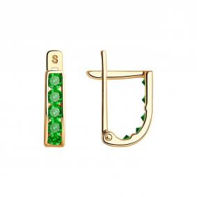 Золотые серьги SOKOLOV 021866 с фианитом 021866 фото