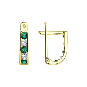 Серьги из лимонного золота SOKOLOV 021867-2 с фианитом 021867-2 фото