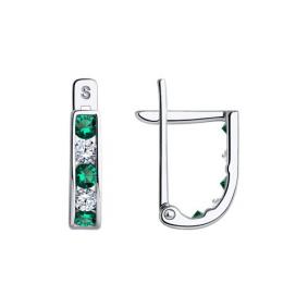 Серьги из белого золота SOKOLOV 021867-3 с фианитом 021867-3 фото