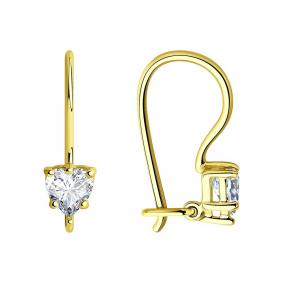 Серьги из лимонного золота SOKOLOV 021929-2 с фианитом 021929-2 фото
