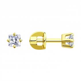 Серьги из лимонного золота SOKOLOV 022167-2 с фианитом 022167-2 фото