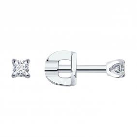 Серьги из белого золота SOKOLOV 022208 с фианитом 022208 фото