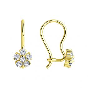 Серьги из лимонного золота SOKOLOV 022674-2 с фианитом 022674-2 фото
