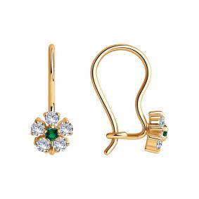 Золотые серьги SOKOLOV 022676 с фианитом 022676 фото