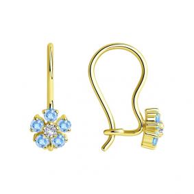 Серьги из лимонного золота SOKOLOV 022682-2 с фианитом 022682-2 фото