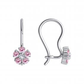 Серьги из белого золота SOKOLOV 022683-3 с фианитом 022683-3 фото