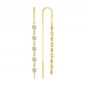 Серьги из лимонного золота SOKOLOV 022813-2 с фианитом 022813-2 фото