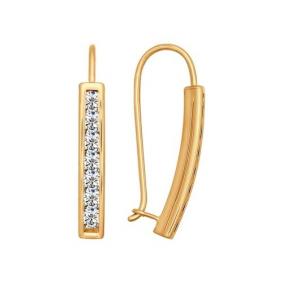 Золотые серьги SOKOLOV 022827 с фианитом 022827 фото