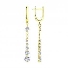 Серьги из лимонного золота SOKOLOV 022953-2 с фианитом 022953-2 фото