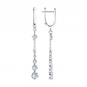 Серьги из белого золота SOKOLOV 022954 с фианитом 022954 фото