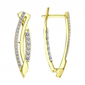 Серьги из лимонного золота SOKOLOV 024758-2 с фианитом 024758-2 фото
