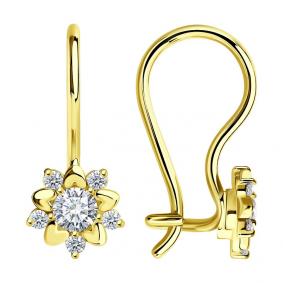 Серьги из лимонного золота SOKOLOV 024788-2 с фианитом 024788-2 фото