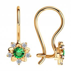 Золотые серьги SOKOLOV 024790 с фианитом 024790 фото