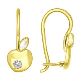 Серьги из лимонного золота SOKOLOV 025256-2 с фианитом 025256-2 фото