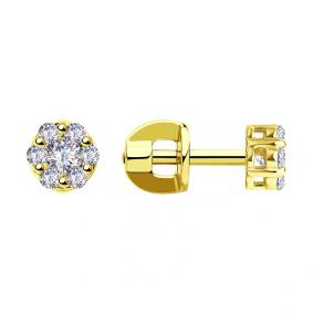 Серьги из лимонного золота SOKOLOV 025795-2 с фианитом 025795-2 фото