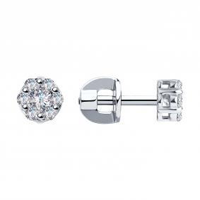 Серьги из белого золота SOKOLOV 025796 с фианитом 025796 фото