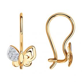 Золотые серьги SOKOLOV 026313 с фианитом 026313 фото