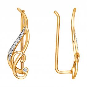 Золотые серьги SOKOLOV 026396 с фианитом 026396 фото