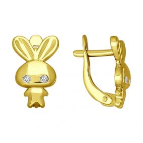 Серьги из лимонного золота SOKOLOV 026547-2 с фианитом 026547-2 фото