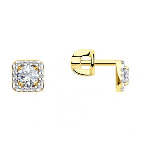 Серьги из лимонного золота SOKOLOV 026616-2 с фианитом 026616-2 фото