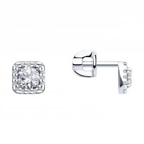 Серьги из белого золота SOKOLOV 026616-3 с фианитом 026616-3 фото