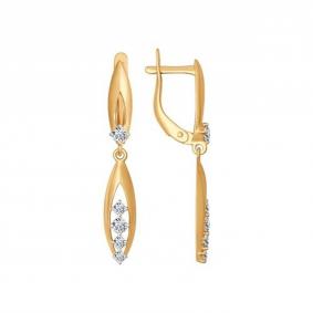 Золотые серьги SOKOLOV 026664 с фианитом 026664 фото