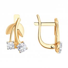 Золотые серьги SOKOLOV 026688 с фианитом 026688 фото
